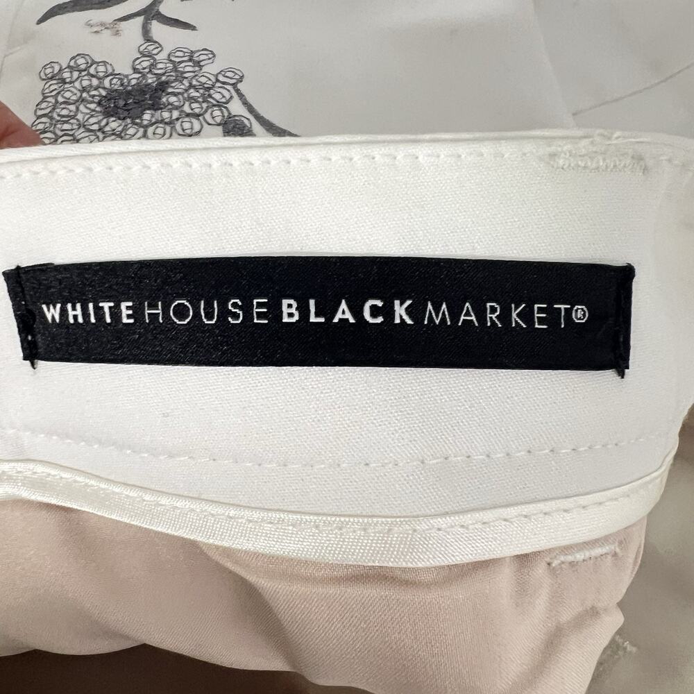 White House Black Market Black Women 6 Embroidered The 5" Short Floral Ivory - Picture 7 of 11